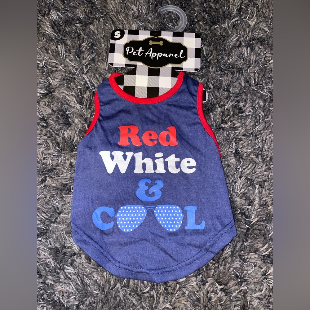 Brand New Dog Puppy Pet Red White & Cool T Tee Shirt 4th July Small S Aviators